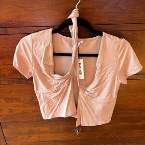 Garage Front Front Tie Top | Beige